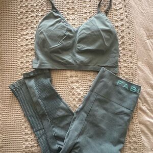 Fabletics Teal Sports Bra and Leggings Set